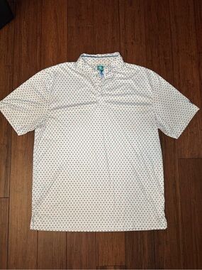 Pro Tour CoolPlay White Patriotic Star Print Performance Golf Polo Shirt XL